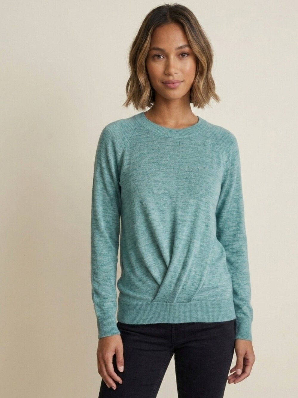 NWOT Lou & Grey Loft Twist Front Crewneck Sweater Seafoam Green Size XS- Small